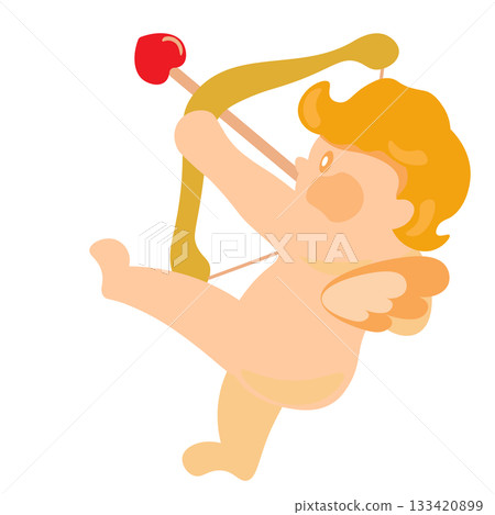 Illustration of Cupid about to shoot a love arrow 133420899