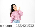 Young woman posing on white background 133421532