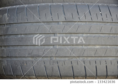 Worn tires Slip signs Cracked tires 133421636