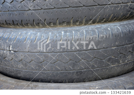 Worn tires Slip signs Cracked tires 133421639