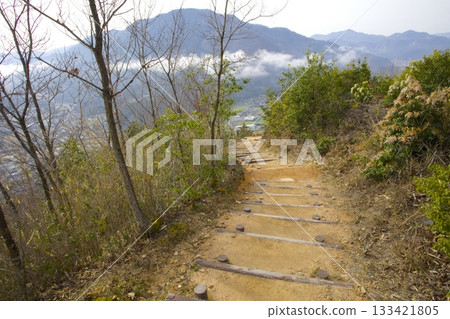 A walking trail leading up to the ruins of Takeda Castle A walking trail leading up to the ruins of Takeda Castle 133421805