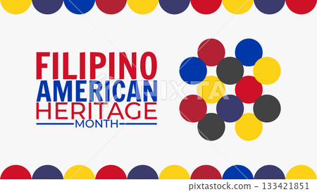 October is Filipino American Heritage Month. Philippines, American Flag and light. Suitable for posters, 133421851