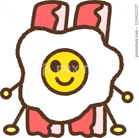 手繪人物插畫圖示：培根與雞蛋 133422217