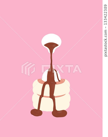 淋上巧克力的煎餅 133422389