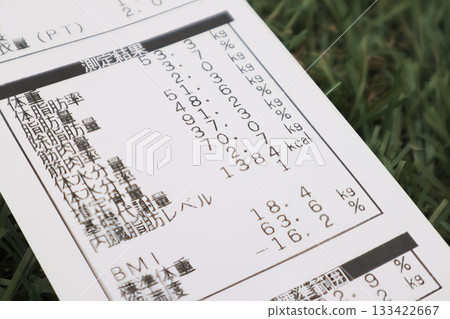 Close-up of body composition analyzer results Close-up of body composition analyzer results 133422667