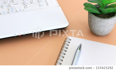 Educational image: Writing implements and computer, 16:9 Educational image: Writing implements and computer, 16:9 133423292