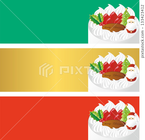 Christmas cake and Santa illustration banner frame copy space background material set Christmas cake and Santa illustration banner frame copy space background material set 133423412