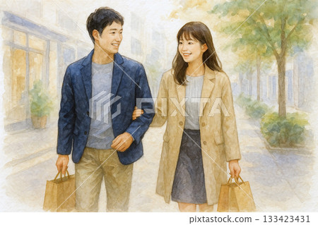 Japanese couple's shopping date (evening) 133423431