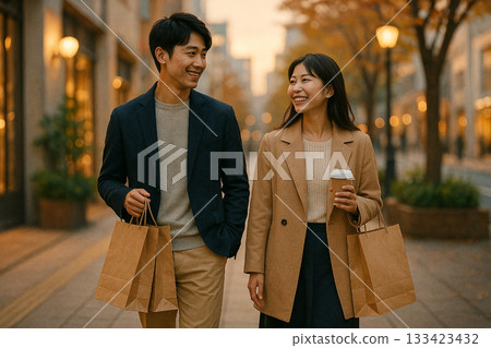 Japanese couple's shopping date (evening) Japanese couple's shopping date (evening) 133423432