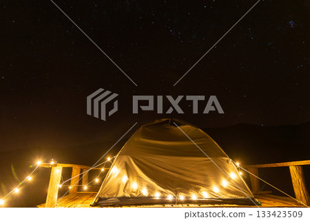 Night camping in mountain Tents, Travel and Relaxation 133423509