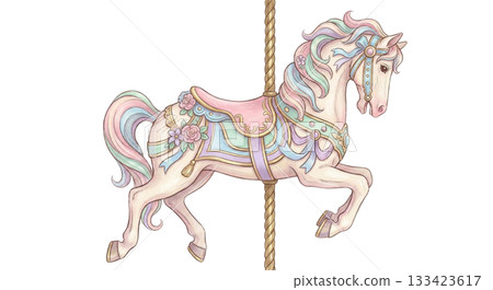 Realistic illustration of the Horse Merry-go-round 133423617