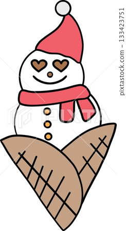 christmas Snowman with ice cream cones, wearing a festive hat and scarf. christmas Snowman with ice cream cones, wearing a festive hat and scarf. 133423751