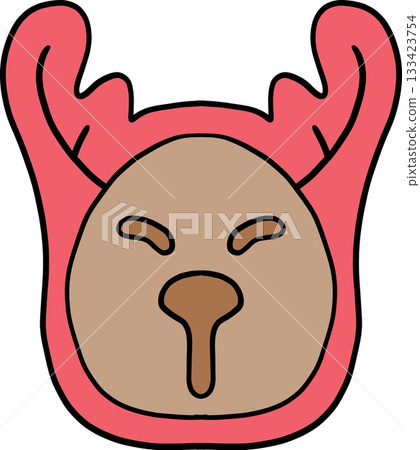 christmas Cute cartoon gingerbread cookie reindeer face with antlers and a playful expression 133423754