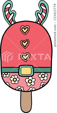 groovy christmas Colorful ice cream pop with festive decorations and playful design. groovy christmas Colorful ice cream pop with festive decorations and playful design. 133423779