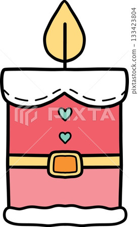 christmas Festive candle illustration with santa claus uniform 133423804