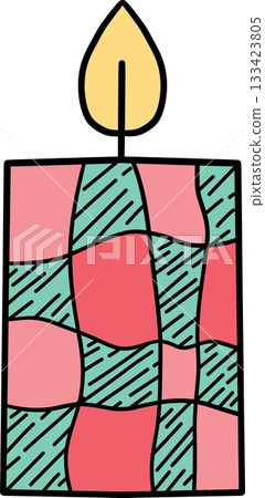 retro christmas Colorful candle illustration with abstract patterns. 133423805
