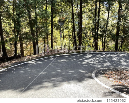 Curved mirror of mountain path 133423962