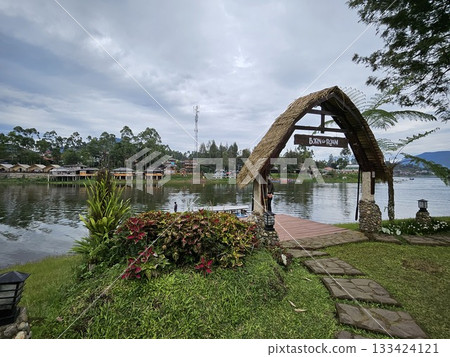 this is view at Pengalengan area with lake side situation  133424121