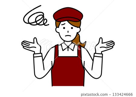 A female cafe employee giving up 133424666