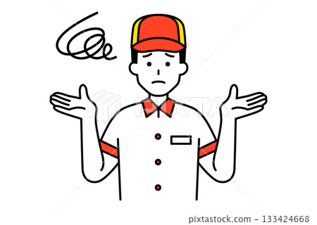 A male fast food restaurant employee giving up 133424668