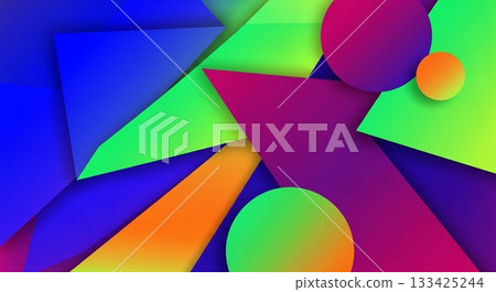 色彩鮮豔的不對稱幾何背景 133425244