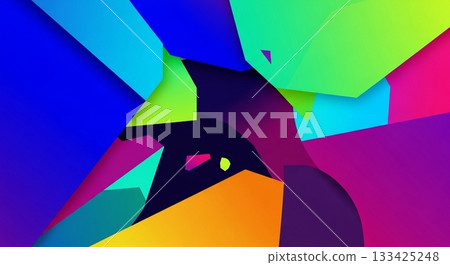 色彩鮮豔的不對稱幾何背景 133425248
