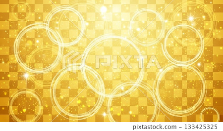 奢華的背景設計，飾以金色方格圖案和閃亮的光圈 133425325