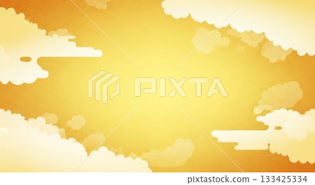 Japanese-style background design with soft light and golden clouds 133425334