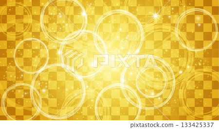 華麗的日式背景,飾以金色方格圖案和漂浮的光圈。 華麗的日式背景,飾以金色方格圖案和漂浮的光圈。 133425337