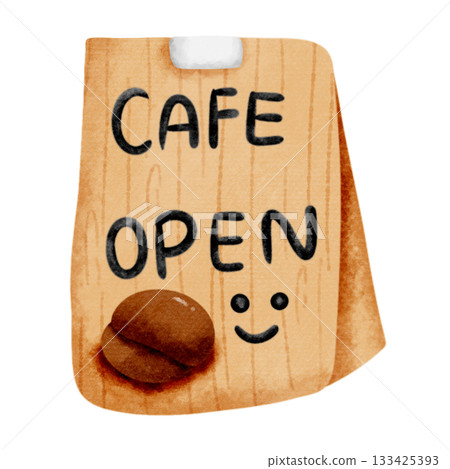 Brown Cafe Open Sign Clipart Coffee Shop Sign Illustration 133425393