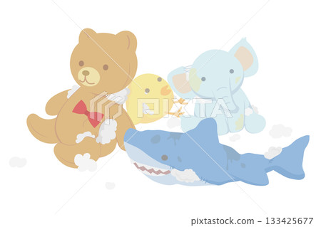 Illustration of a damaged and tattered stuffed animal Illustration of a damaged and tattered stuffed animal 133425677