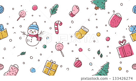 可愛的手繪聖誕背景 可愛的手繪聖誕背景 133426274