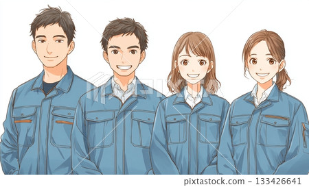 身著工作服的年輕男女員工 身著工作服的年輕男女員工 133426641