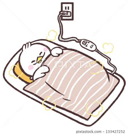 一隻白鳥睡在電熱毯上的插圖 133427252