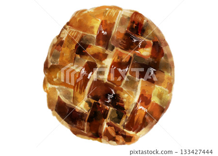 Watercolor illustration of apple pie 133427444