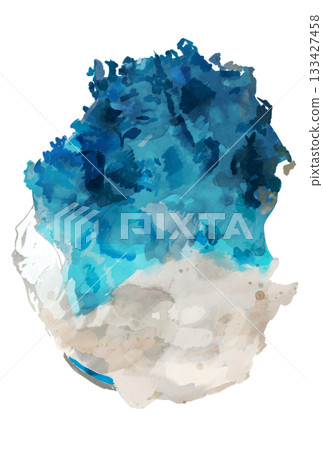 Beautiful watercolor illustration of colorful shaved ice in blue 133427458