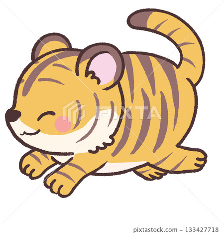 Illustration of a smiling tiger running 133427718