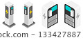 電動車充電樁/充電站的等距視圖。向量圖。提供多種變體。 133427887
