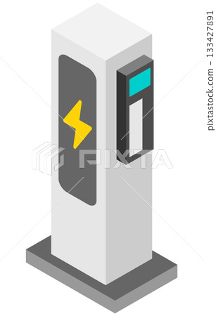 電動車充電樁/充電站的等距視圖。向量圖。 133427891