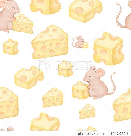 Cheese pattern watercolor illustration for wrapping Cheese pattern watercolor illustration for wrapping 133429224