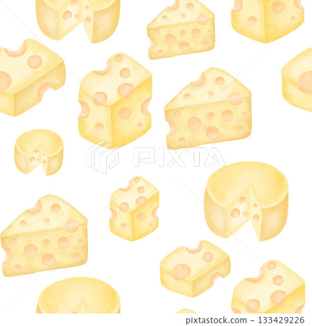 Cheese seamless watercolor pattern for food themes Cheese seamless watercolor pattern for food themes 133429226