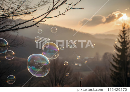 soap bubbles in the winter 133429270