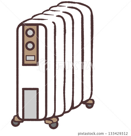 手繪的油汀式電暖器插圖 133429312