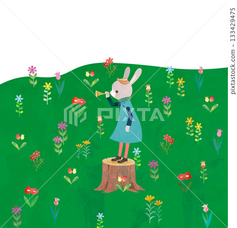 Rabbit and Wildflowers 133429475