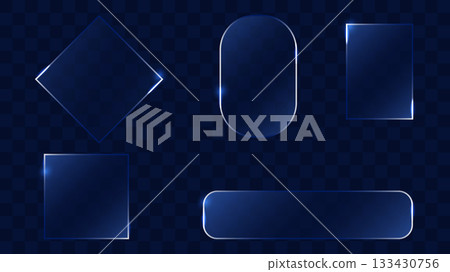Glassmorphism Design Transparent Glass UI Trend. Element showcasing clarity shiny effect and blur Ideal for web design marketing and digital interfaces. Vector illustration. 133430756