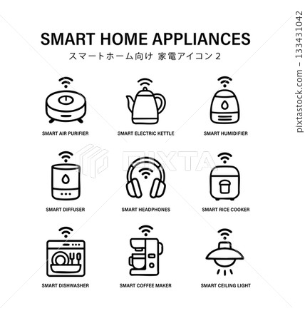 Smart home appliances icon set 2 - Outline home appliance illustrations Smart home appliances icon set 2 - Outline home appliance illustrations 133431042