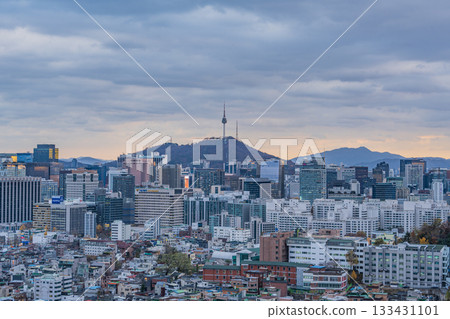 Seoul, South Korea - 21 Nov 2025 : day time View of downtown cityscape and Seoul tower in Seoul, South Korea Seoul, South Korea - 21 Nov 2025 : day time View of downtown cityscape and Seoul tower in Seoul, South Korea 133431101