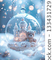 雪公主熊和冬日城堡雪球——雪城堡熊穹頂—— 133431729