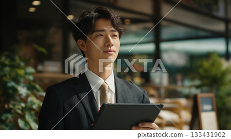 Man working with a tablet Man working with a tablet 133431902