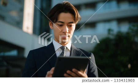 Man working with a tablet 133431903
